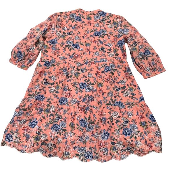 Loft Floral Short Sleeve Lined Swing Mini Dress, Cotton, Pink Blue, 16 - Picture 9 of 12